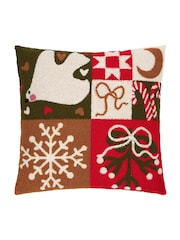 Furn Multi Fika Patch Boucle Fibre Filled Christmas Cushion - Image 2 of 4