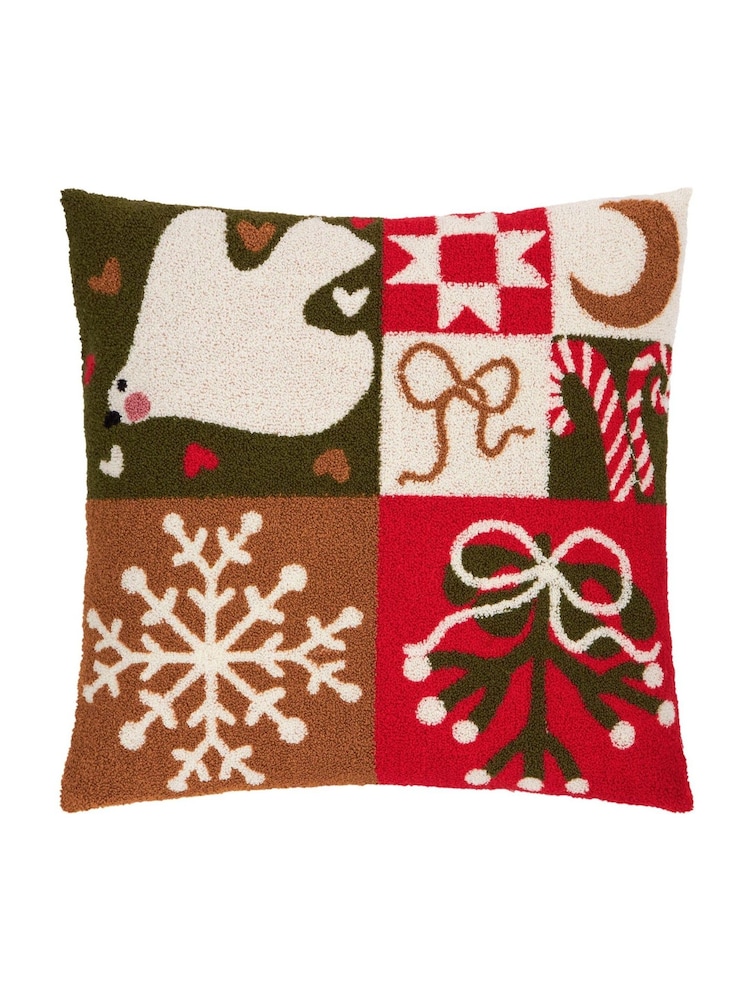 Furn Multi Fika Patch Boucle Fibre Filled Christmas Cushion - Image 2 of 4 Furn Multi Fika Patch Boucle Fibre Filled Christmas Cushion - Image 2 of 4