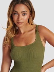 South Beach Green Crinkle Textured Scoop Neck Swimsuit - Image 4 of 5
