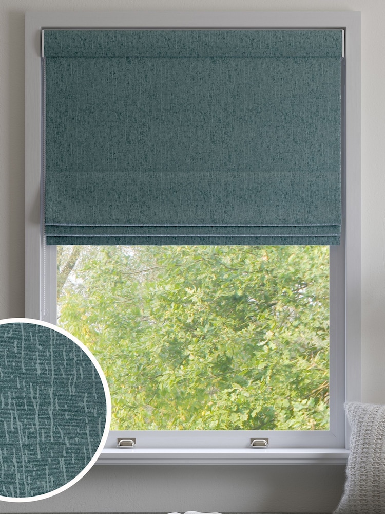 Teal Green Chenille Made to Measure Roman Blinds - Image 1 of 5