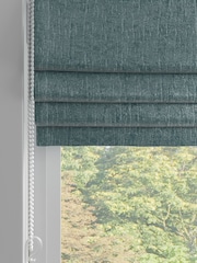Teal Green Chenille Made to Measure Roman Blinds - Image 2 of 5