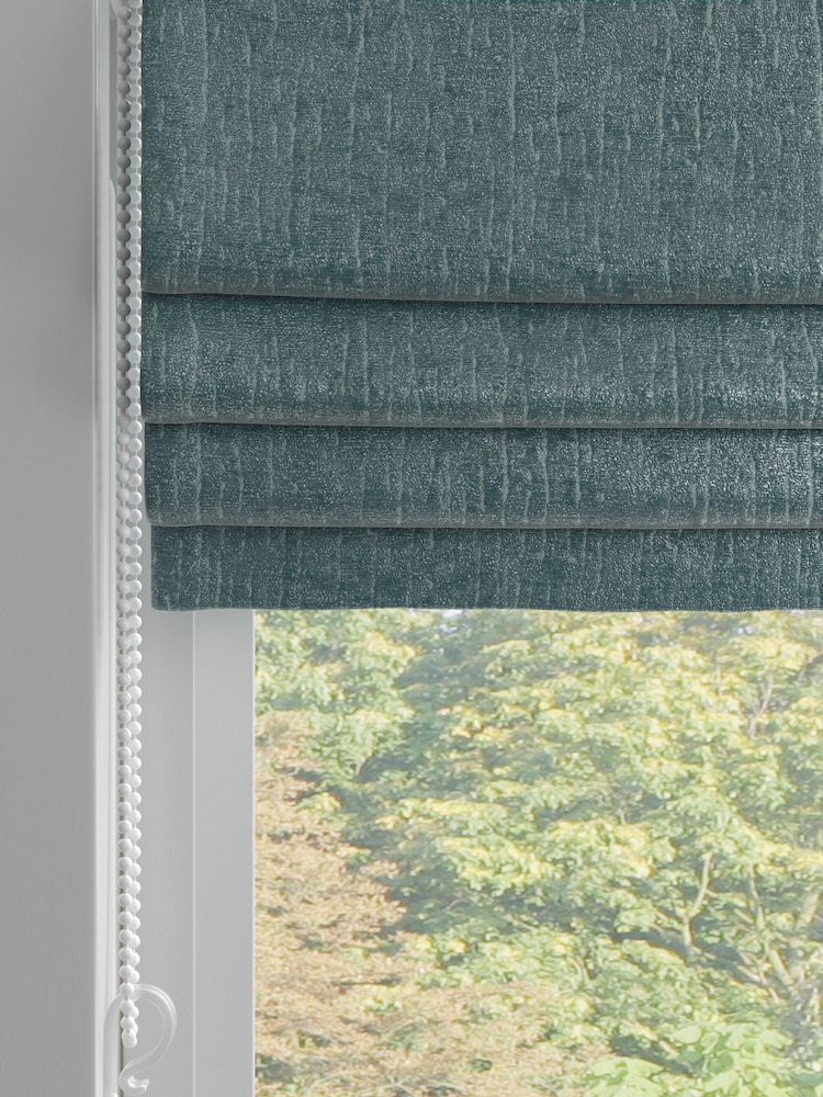 Teal Green Chenille Made to Measure Roman Blinds - Image 2 of 5