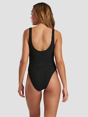 South Beach Black Crinkle Textured Scoop Neck Swimsuit - Image 2 of 6