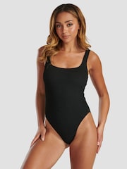 South Beach Black Crinkle Textured Scoop Neck Swimsuit - Image 3 of 6