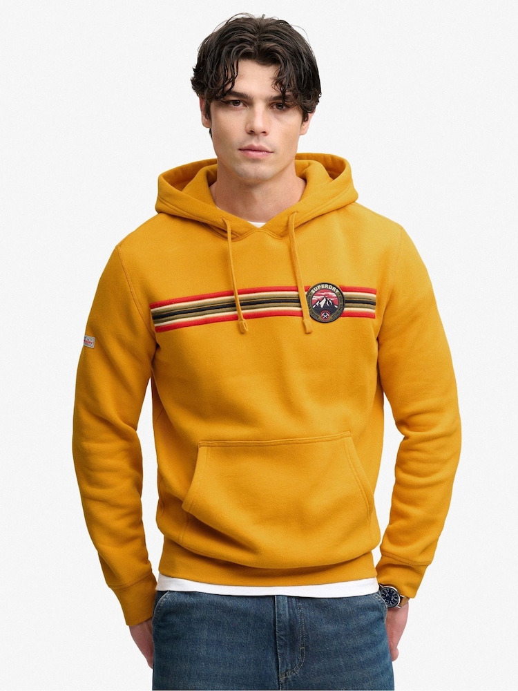 Superdry Yellow Outdoors Stripe Logo Hoodie - Image 1 of 4 Superdry Yellow Outdoors Stripe Logo Hoodie - Image 1 of 4