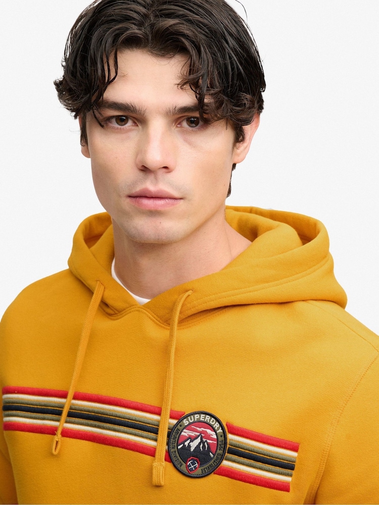 Superdry Yellow Outdoors Stripe Logo Hoodie - Image 4 of 4 Superdry Yellow Outdoors Stripe Logo Hoodie - Image 4 of 4