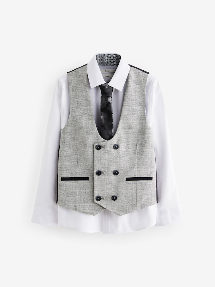 Grey /Ecru Check Waistcoat Set (12mths-16yrs) - Image 1 of 5