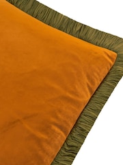 Furn Ginger Olive Halo Fringed Velvet Fibre Filled Cushion - Image 5 of 5