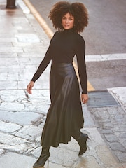 Sosandar Black Faux Leather Midaxi Skirt - Image 3 of 6