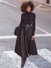 Sosandar Black Faux Leather Midaxi Skirt - Image 6 of 6
