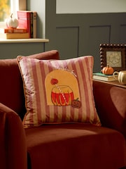 Furn Orange Pumpkin Spice Velvet Fibre Filled Halloween Cushion - Image 1 of 2