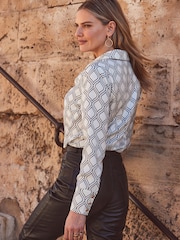 Sosandar White Satin Cowl Neck Top - Image 3 of 6