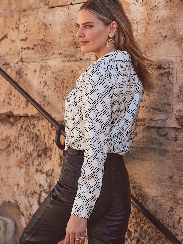 Sosandar White Satin Cowl Neck Top - Image 3 of 6