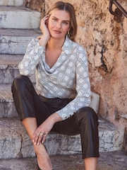Sosandar White Satin Cowl Neck Top - Image 4 of 6
