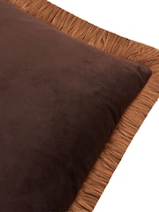 Furn Chocolate Caramel Halo Fringed Velvet Fibre Filled Cushion - Image 5 of 5