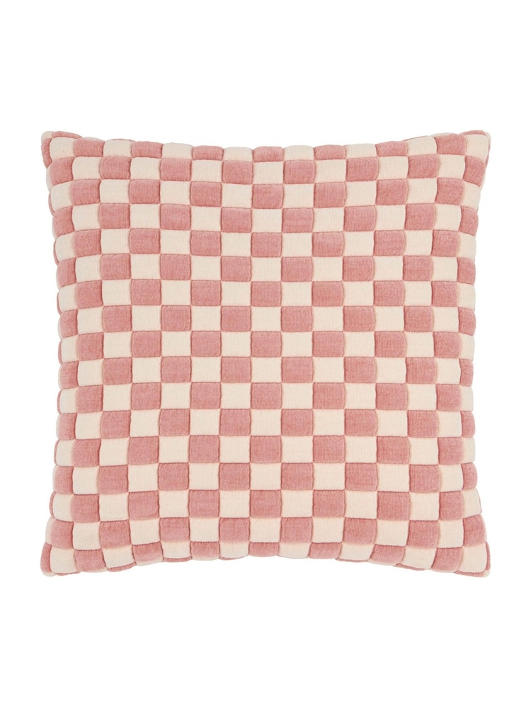 Furn Pink Softie Checkerboard Quilted Fibre Filled Cushion - Image 2 of 4