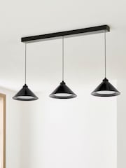 Jasper Conran London Black 3 Light Triangle Pendant Ceiling Light With Diffuser - Image 2 of 8