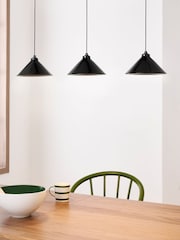 Jasper Conran London Black 3 Light Triangle Pendant Ceiling Light With Diffuser - Image 3 of 8