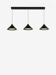 Jasper Conran London Black 3 Light Triangle Pendant Ceiling Light With Diffuser - Image 7 of 8