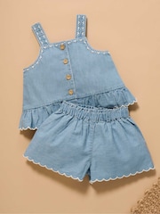 Purebaby Blue Chambray Top & Shorts Set - Image 1 of 5