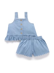 Purebaby Blue Chambray Top & Shorts Set - Image 2 of 5