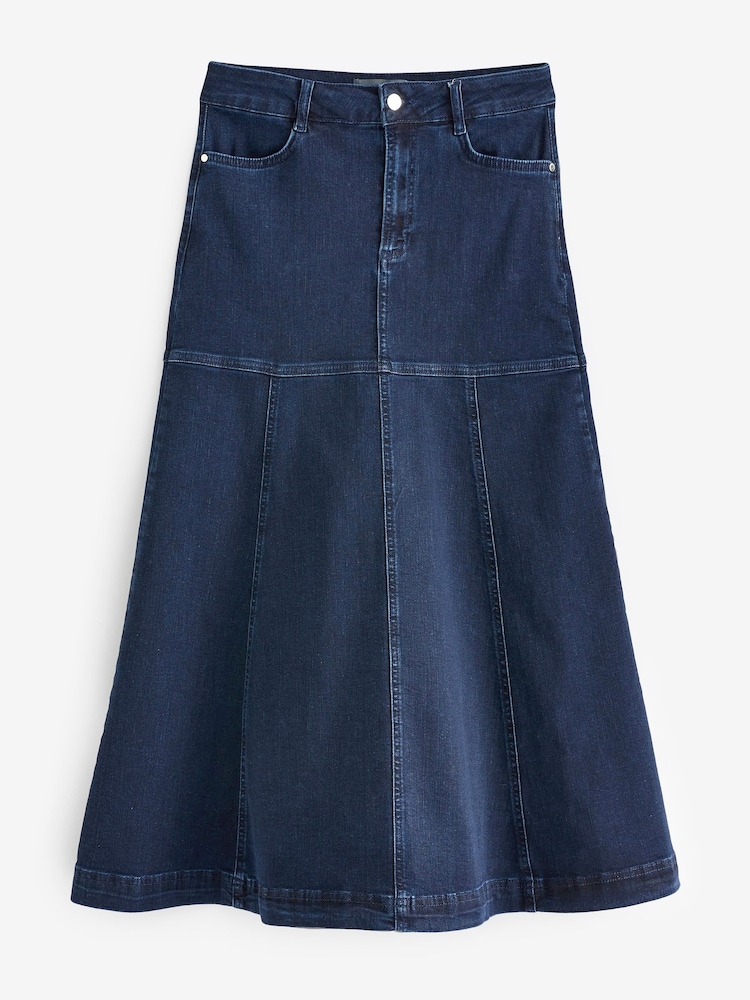Sosandar Blue Panelled Denim Midi Skirt - Image 5 of 5