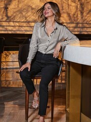 Sosandar Silver Luxe Metallic Plisse Shirt - Image 3 of 6