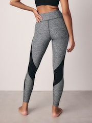 Grey Marl Next Active Sports Tummy Control High Waisted Full Length Sculpting Leggings - Image 3 of 11