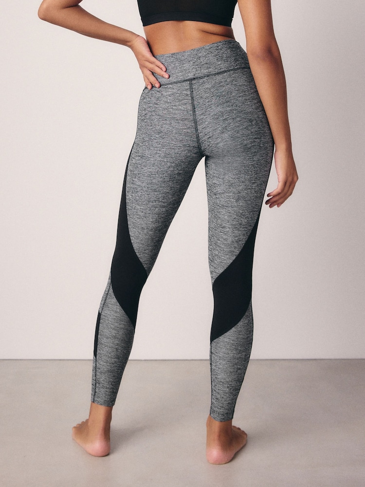 Grey Marl Next Active Sports Tummy Control High Waisted Dry Tech Full Length Sculpting Leggings - Image 3 of 11