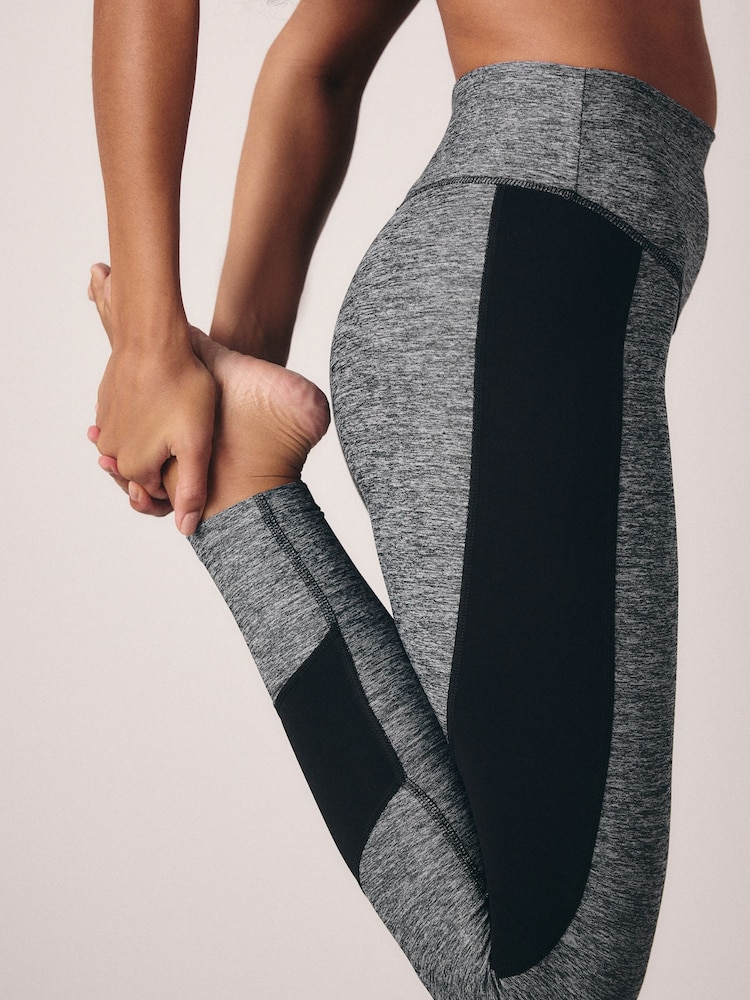 Grey Marl Next Active Sports Tummy Control High Waisted Dry Tech Full Length Sculpting Leggings - Image 8 of 11