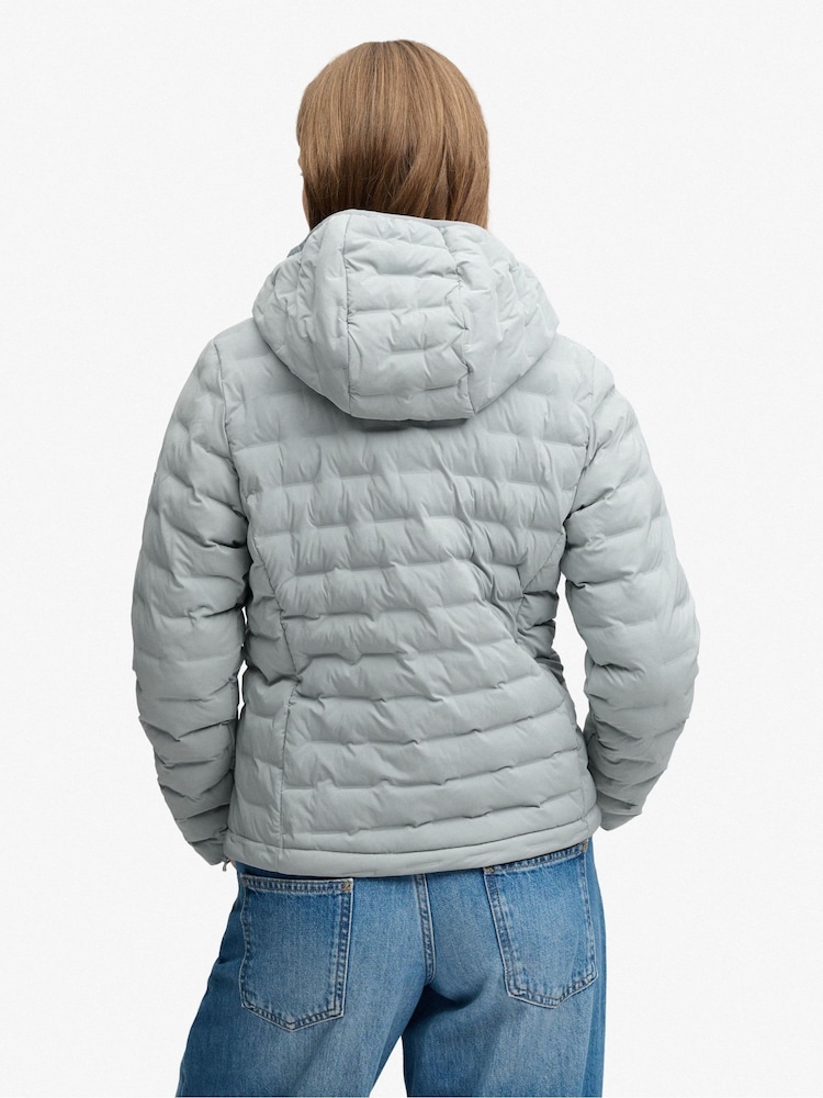 Superdry Grey Hooded Heat Weld Padded Jacket - Image 2 of 6 Superdry Grey Hooded Heat Weld Padded Jacket - Image 2 of 6