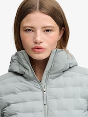 Superdry Grey Hooded Heat Weld Padded Jacket - Image 4 of 6