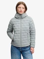 Superdry Grey Hooded Heat Weld Padded Jacket - Image 5 of 6