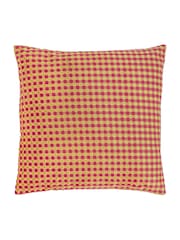 Furn Hot Pink Checkered Velvet Fibre Filled Cushion - Image 3 of 4