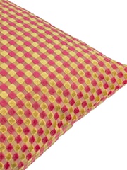 Furn Hot Pink Checkered Velvet Fibre Filled Cushion - Image 4 of 4