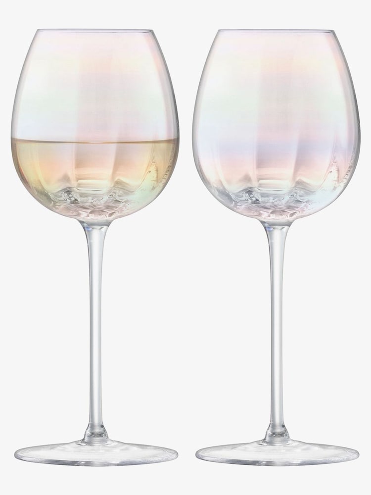 LSA International Mother of Pearl White Wine Glasses rim. - Image 1 of 3