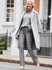 Sosandar Grey Faux Leather Wide Leg Cargo Trousers With Pocket Detail - Image 4 of 5