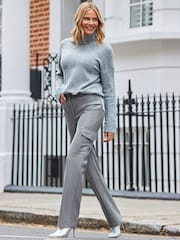 Sosandar Grey Faux Leather Wide Leg Cargo Trousers With Pocket Detail - Image 5 of 5