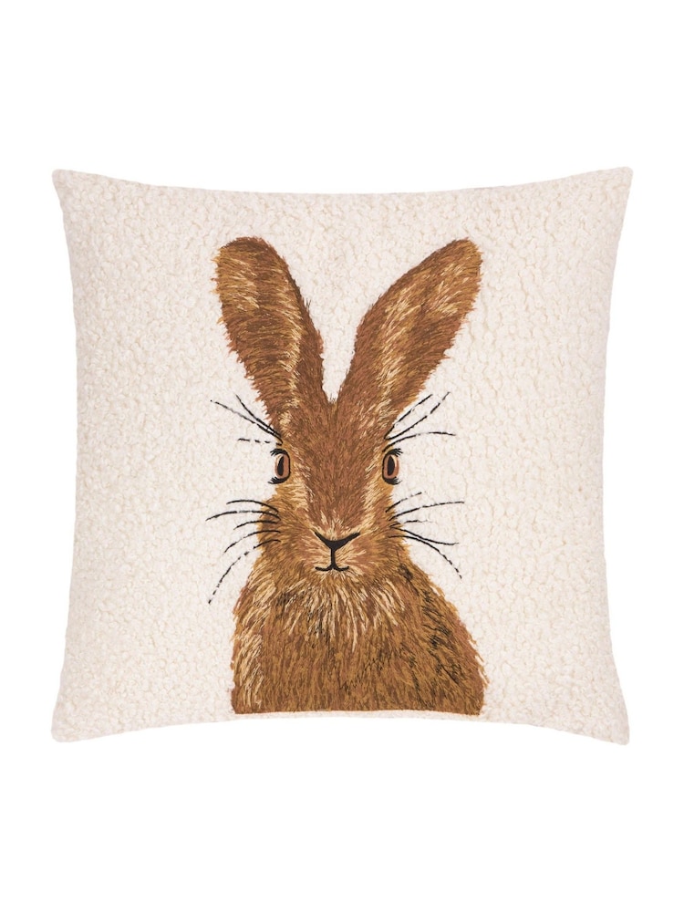 Evans Lichfield Natural Boucle Hare Embroidered Fibre Filled Cushion - Image 2 of 4 Evans Lichfield Natural Boucle Hare Embroidered Fibre Filled Cushion - Image 2 of 4
