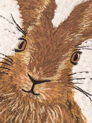 Evans Lichfield Natural Boucle Hare Embroidered Fibre Filled Cushion - Image 4 of 4