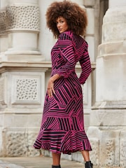 Sosandar Pink Belted Midi Dress - Image 2 of 5