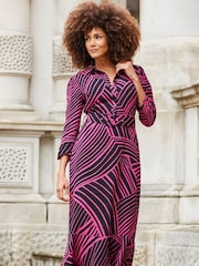 Sosandar Pink Belted Midi Dress - Image 5 of 5