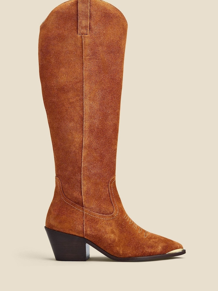 Botas Western de ante con detalle de lengüeta y adornos metálicos de Sosandar - Imagen 1 de 5 Botas Western de ante con detalle de lengüeta y adornos metálicos de Sosandar - Imagen 1 de 5