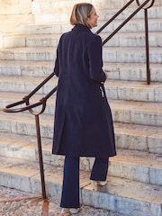 Sosandar Blue Double Breasted Longline Coat With Chain Pocket Detail - Image 3 of 6
