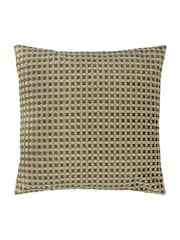 Furn Eucalyptus Checkered Velvet Fibre Filled Cushion - Image 3 of 4