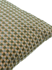 Furn Eucalyptus Checkered Velvet Fibre Filled Cushion - Image 4 of 4