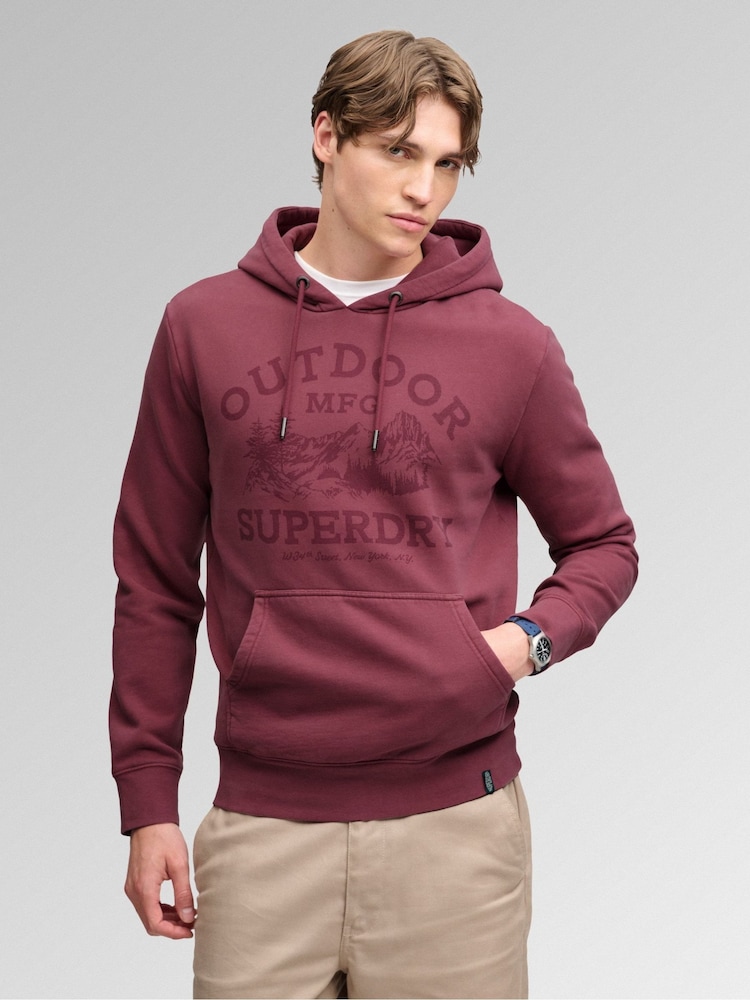 Superdry Purple Outdoor Icon Hoodie - Image 1 of 4 Superdry Purple Outdoor Icon Hoodie - Image 1 of 4
