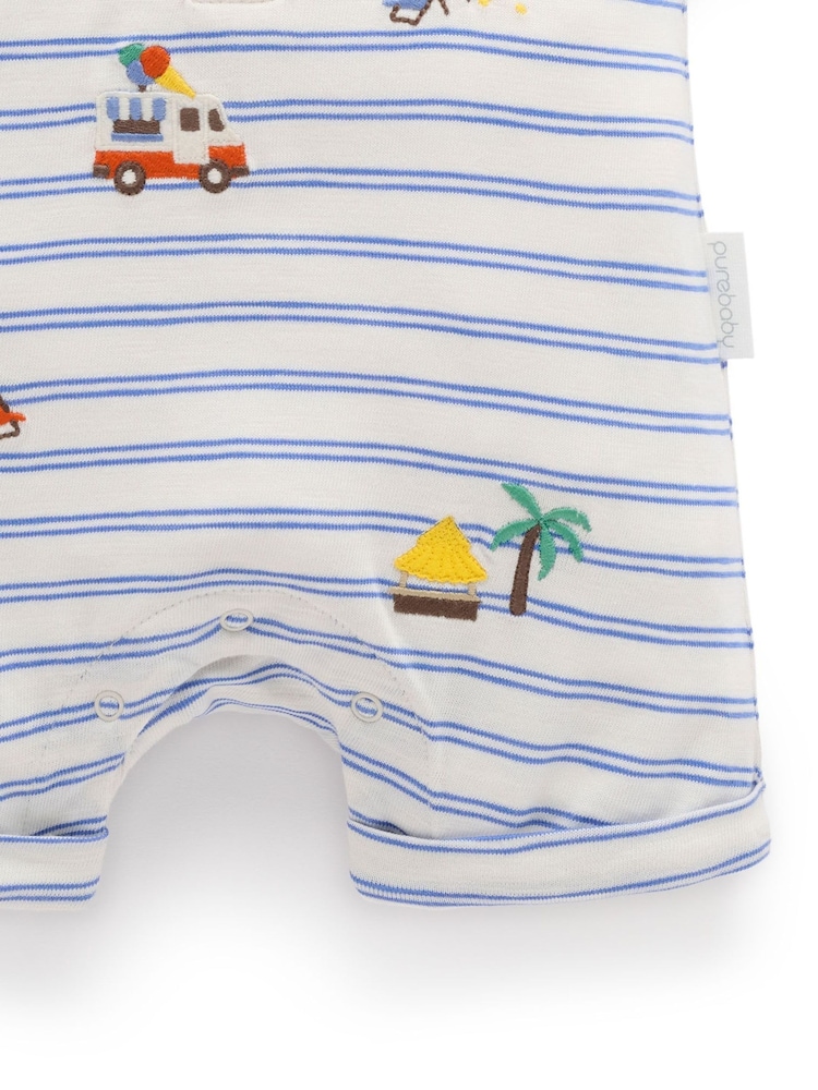 Purebaby Blue Resort Growsuit Rompersuit - Image 5 of 5 Purebaby Blue Resort Growsuit Rompersuit - Image 5 of 5