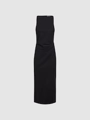 Reiss Black Scarlett Bodycon Boat Neck Midi Dress - Image 2 of 4