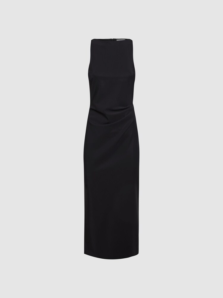 Reiss Black Scarlett Bodycon Boat Neck Midi Dress - Image 2 of 4 Reiss Black Scarlett Bodycon Boat Neck Midi Dress - Image 2 of 4
